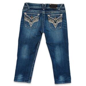 Vigoss Jeans The New York Capri Midrise Cropped Dark Wash Stretch Juniors Size 7